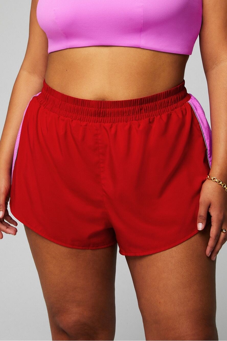Fabletics Red & Pink Full Speed Lined Run Short BNWT